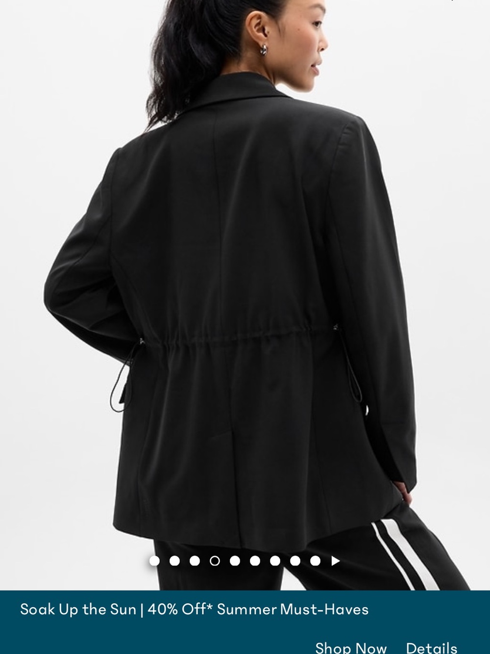 Athleta Black Drawcord-Back Blazer